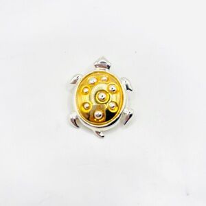 Danecraft Vintage Turtle Pin Brooch Chunky Silver Gold
